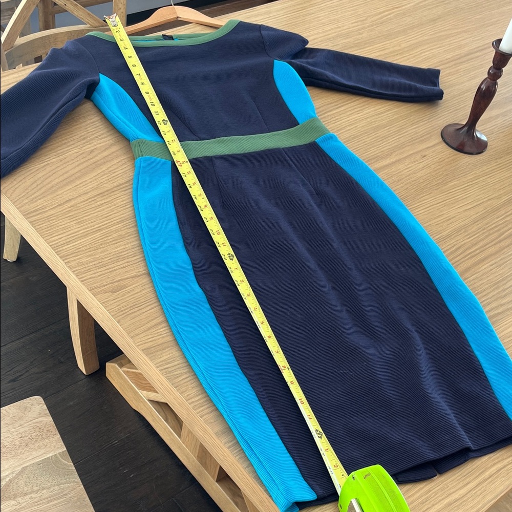 Boden Navy and Teal Long Sleeve Dress - Picture 8 of 8